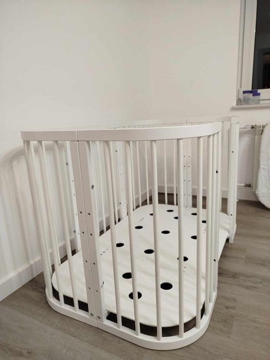 Łóżeczko WALDIN 7W1 owalne białe