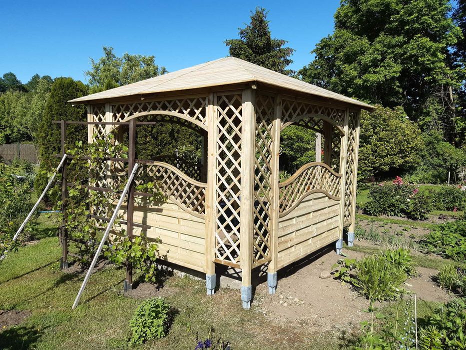 ALTANA ogrodowa PAWILON z drewna WIATA drewniana pergola deska NOWA