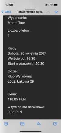 Bilety na koncert Mortala do Łodzi (20.04)