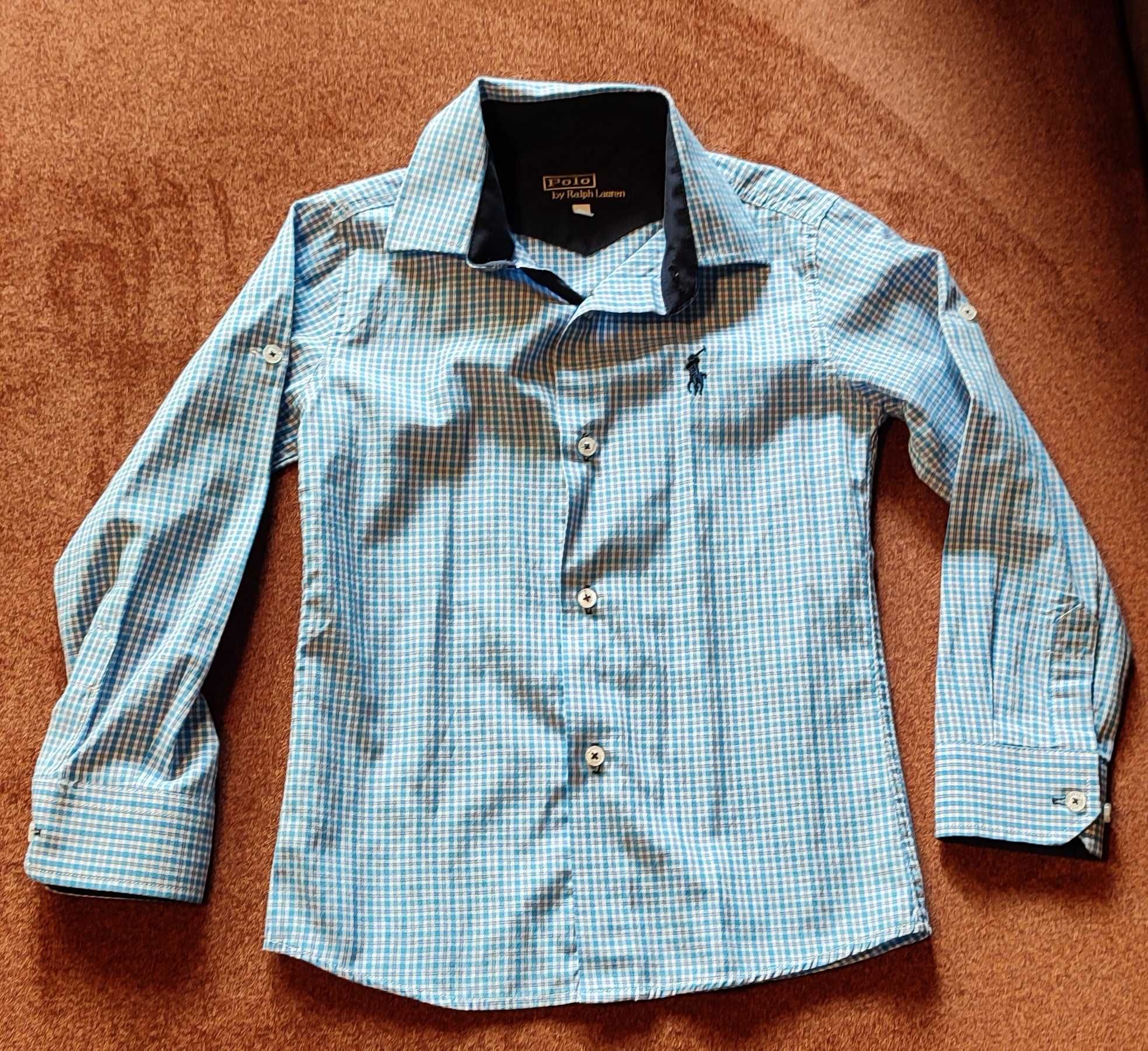 Koszula w niebieską kratę na 6-7 lat