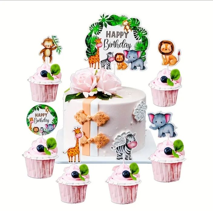 Zestaw na tort urodzinowy Zwierzątka
