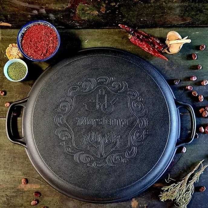 Казан чавунний узбецький об`ємом 12 л WOK із кришкою-сковородою