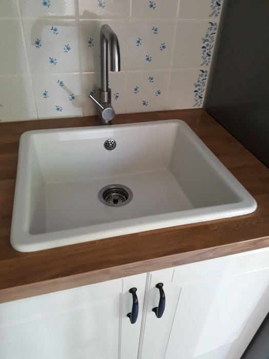 Zlew ceramiczny biały jednokomorowy 53x47 duży, jak nowy.