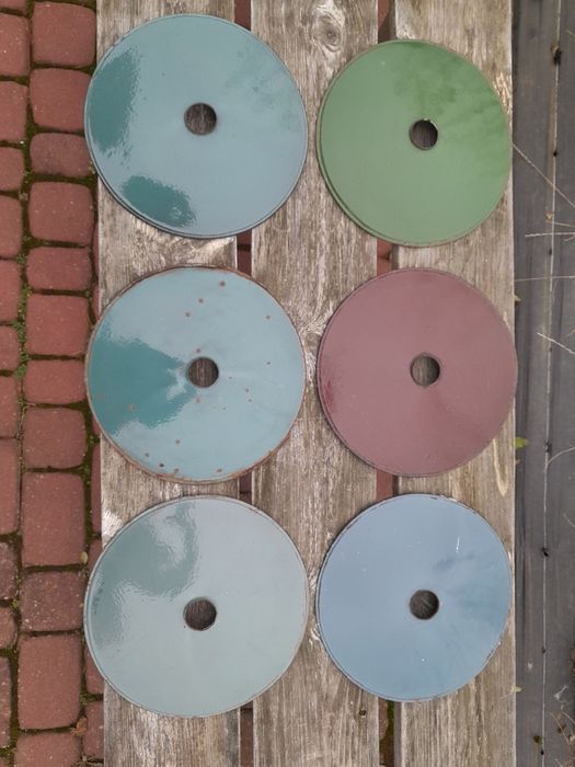 Stary klosz PRL, lampa emaliowana, 6 szt.