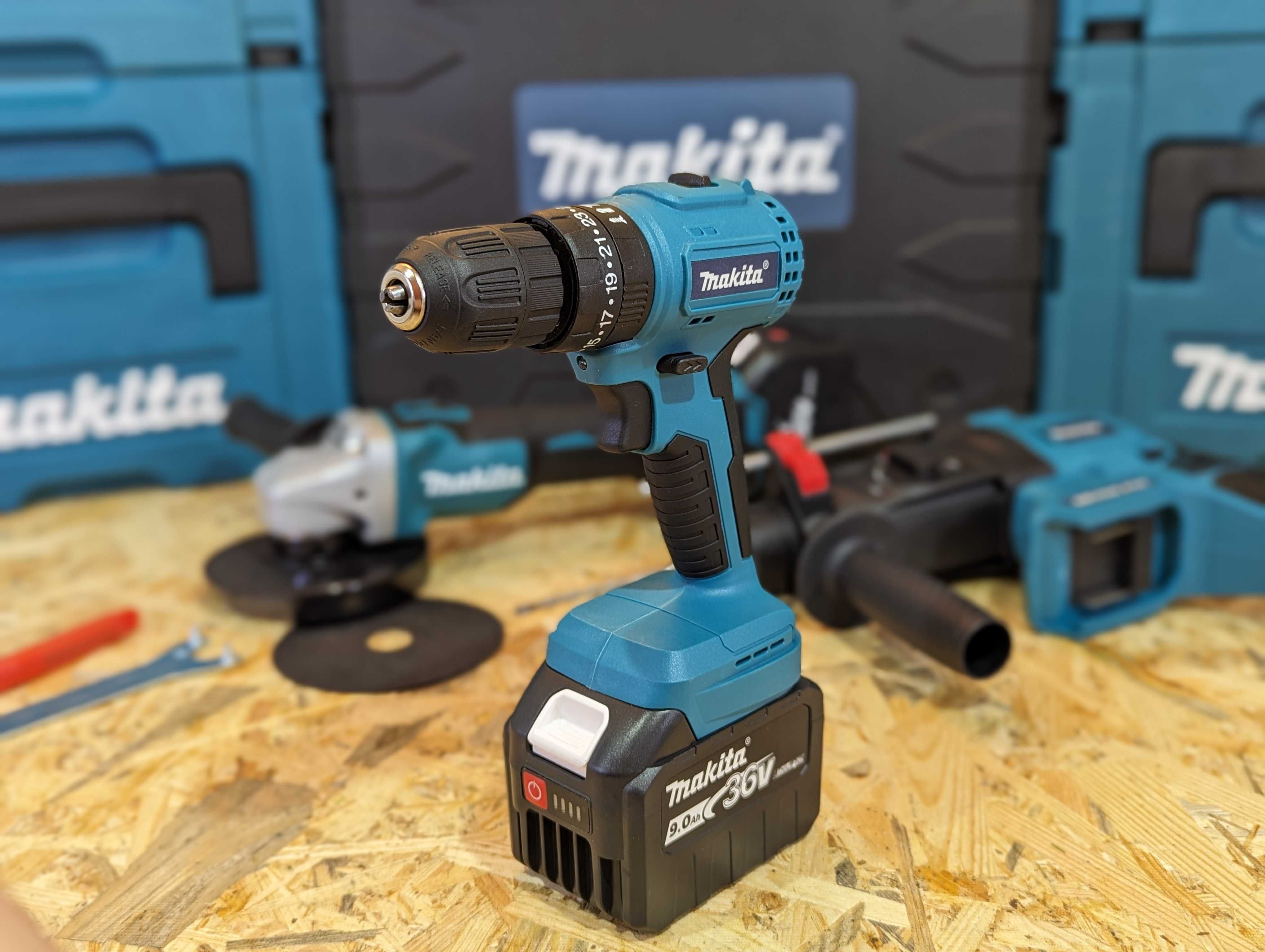 Makita Набір 3в1: Болгарка DGA504 Шуруповерт DHP485 Перфоратор DHR202