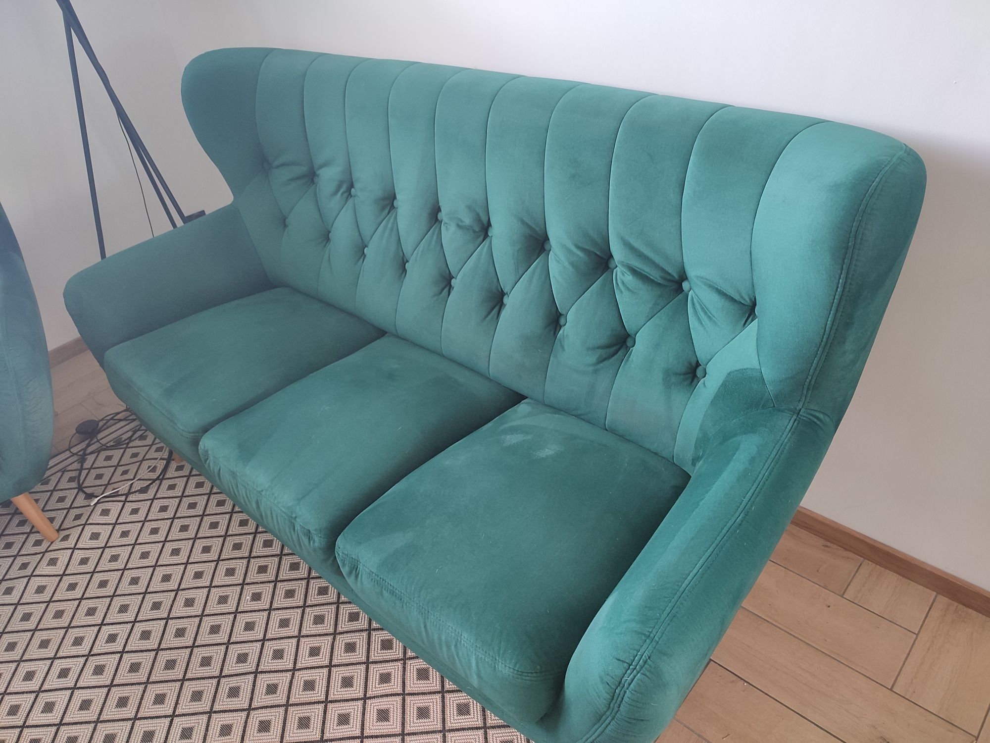 Sofa+fotel kolor butelkowa zieleń