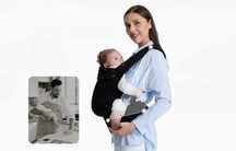 MOMCOZY Nosidełko Dla Dzieci Ergonomiczne 3-20kg Bawełna Czarny