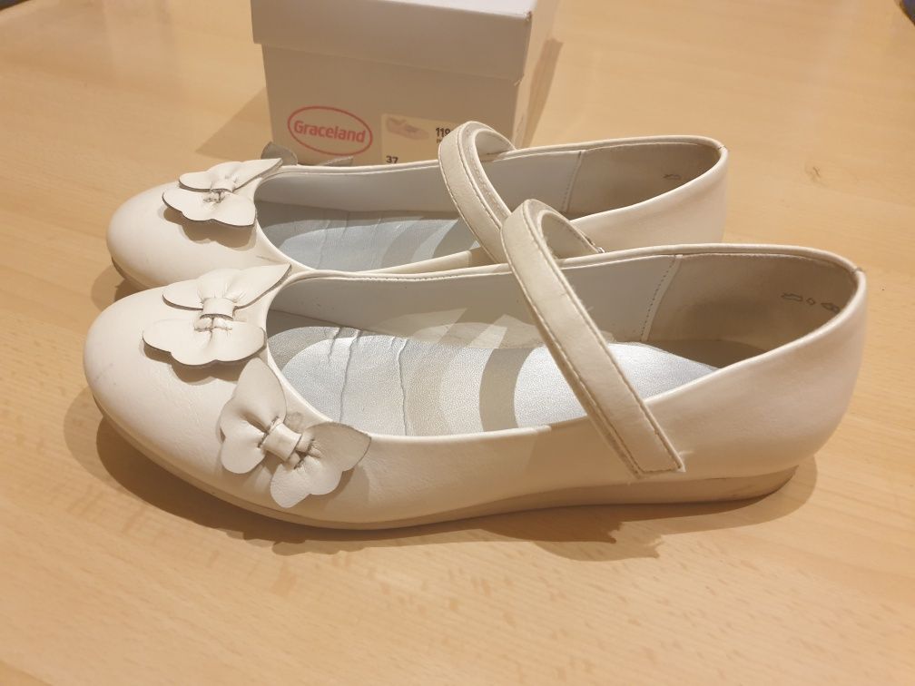 Buty buciki komunijne białe 37