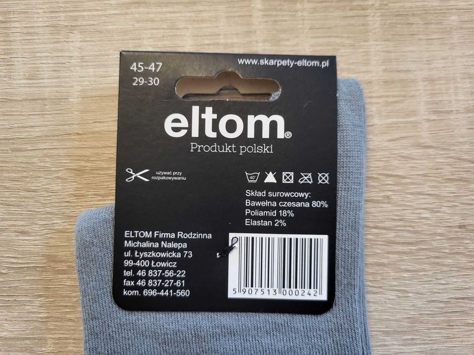 Szare klasyczne męskie skarpetki garniturowe 45-47 Eltom - 2 pary