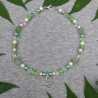 Naszyjnik Handmade aesthetic fairycore zielony motyl kryształy
