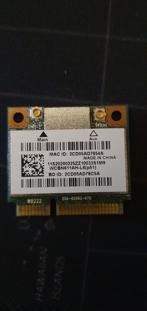 Wi-fi + BT модуль HalfSize Mini PC Qualcomm Atheros AR5B22 802.11 b, g