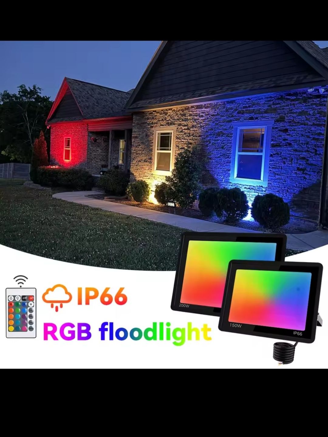 50W Led Holofote IP66 comando 16 cores
