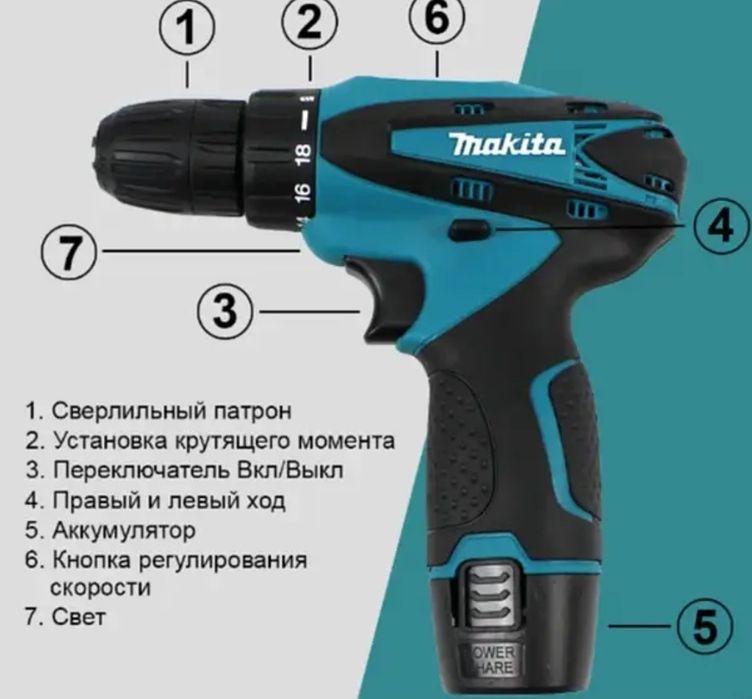 Акумуляторний  шурупокрут шуруповерт 12 V  Makita DF330DWE,акумулятори