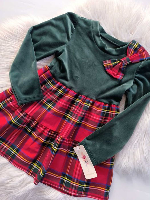 WYPRZEDAŻ  sukienka świąteczna butelkowa zieleń 104 do 152