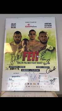 Plakat FEN MMA 44 autografy Kuberski Barbosa Filipczak Kraska