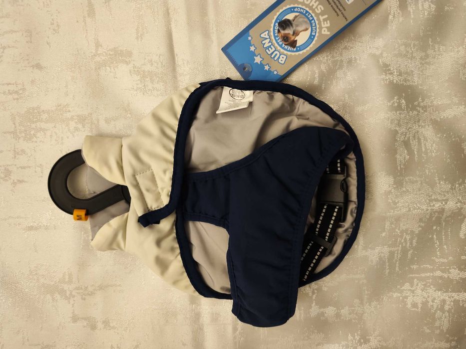 Casaco Impermeável Azul e Cinza para Cão - M