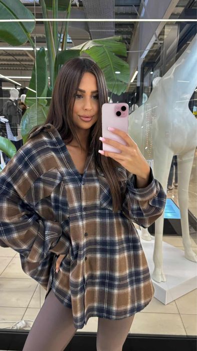 Koszula emo krata brazowa