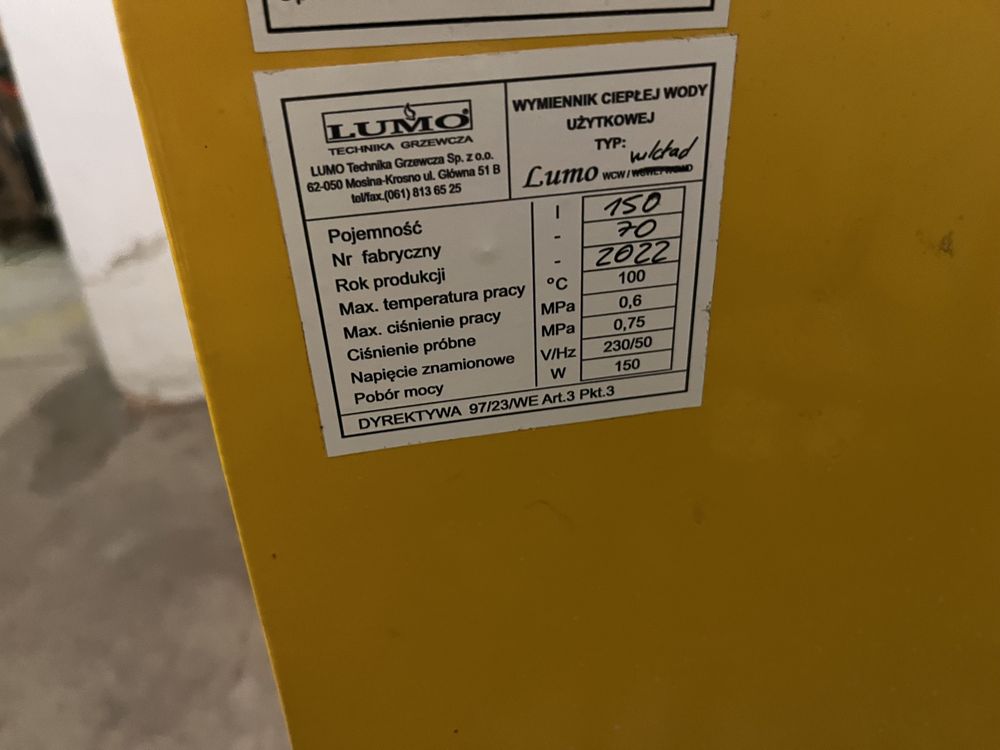 Bojler lumo WCW 150L- 2 letni z obudową