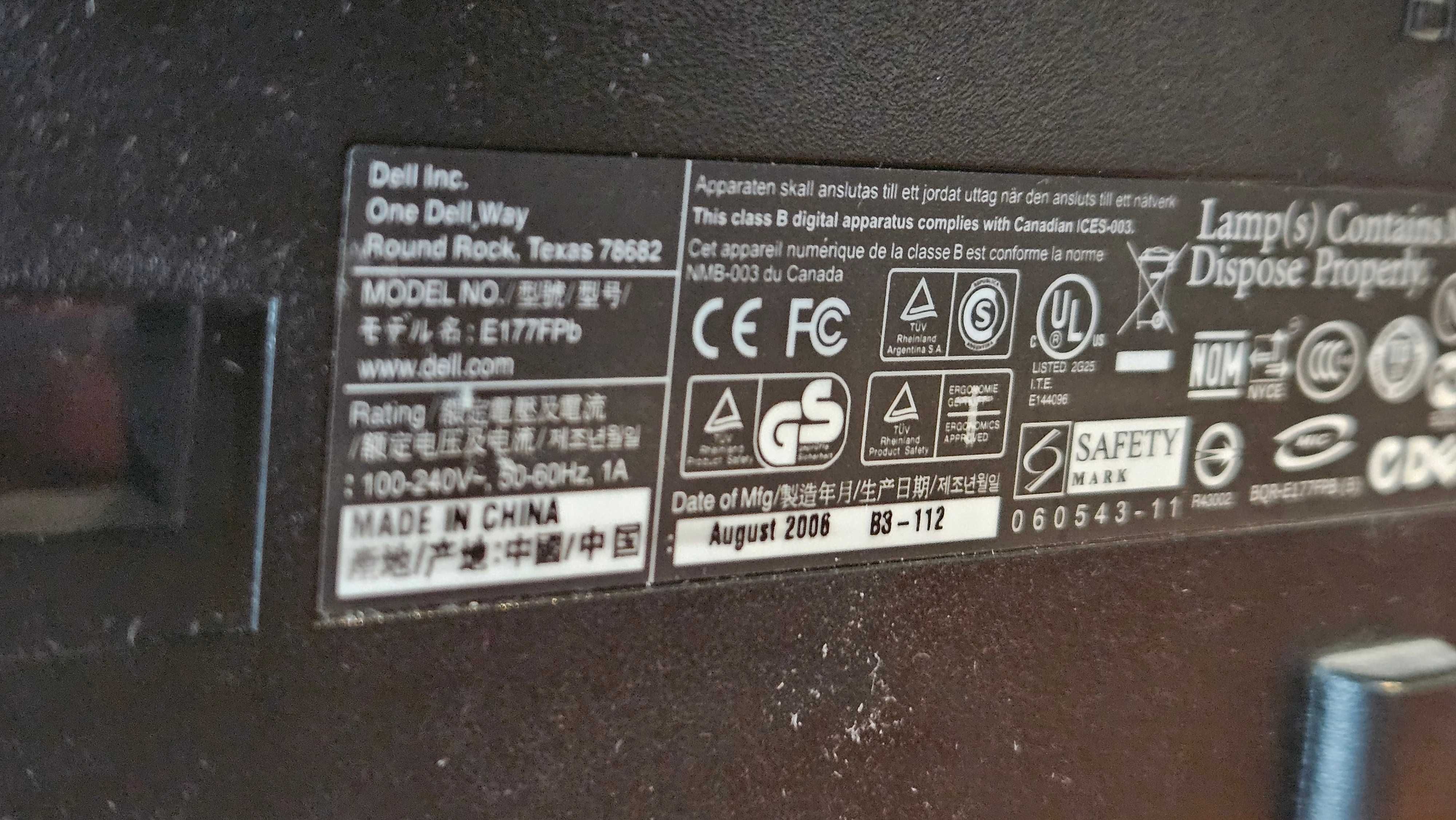 Monitor Dell E177FPb 17'' Cali