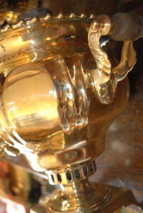 Антик. малий робочий самовар ріпка фігурна ложчата