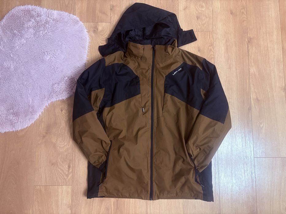 Kurtka ocieplana zimowa 3w1 z odpinaną podpinką brązowo-czarna