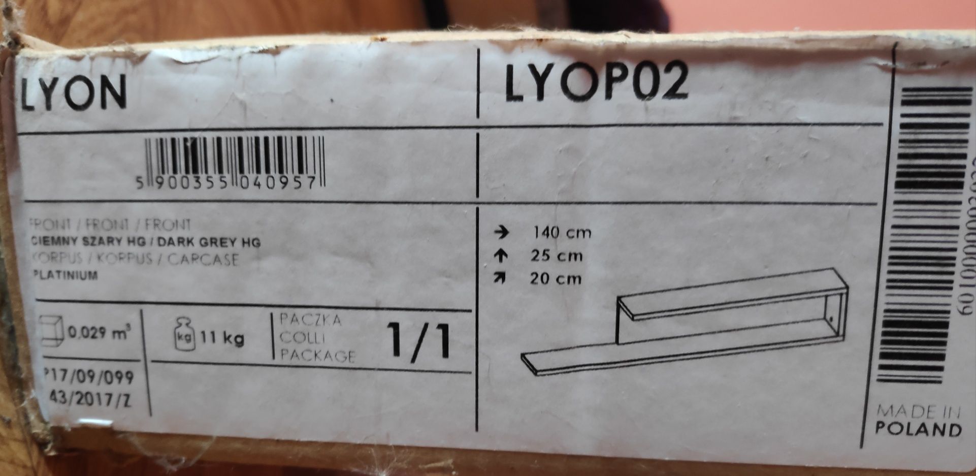 Półka  wisząca Lyon lyop02 , szafka, regał.