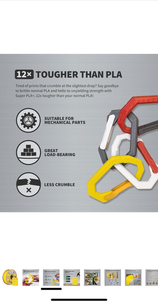 OVERTURE Super PLA+ Filament 1.75mm/1kg Toughness