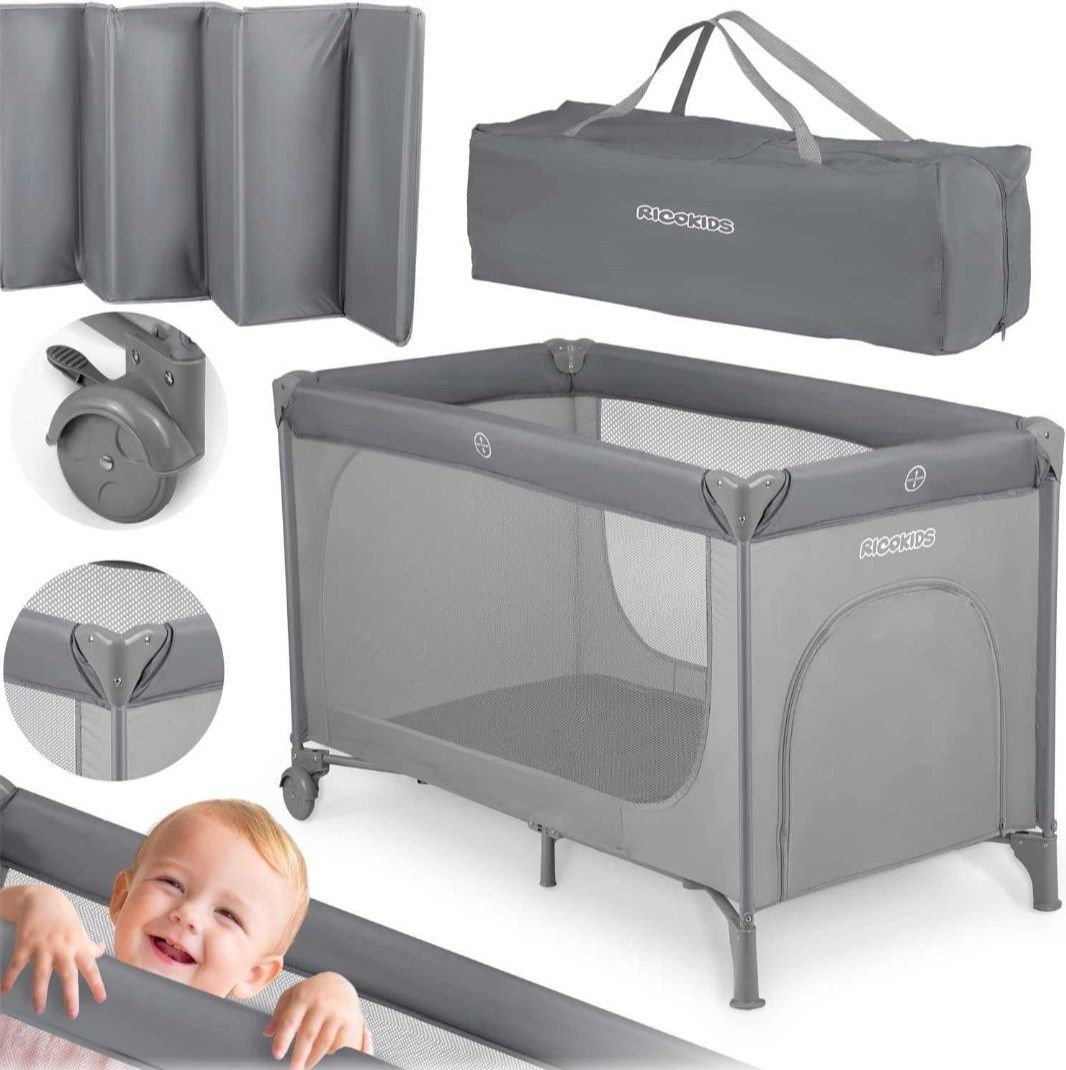 Ricokids łóżeczko turysryczne jasnoszare