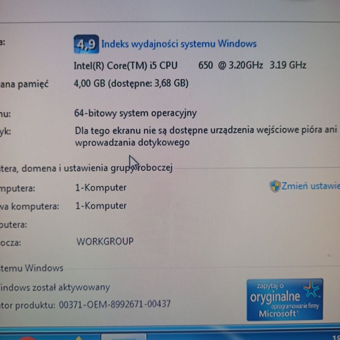 Sprawny  komputr i5 650 3,2GHz/RAM 4GB/HDD500