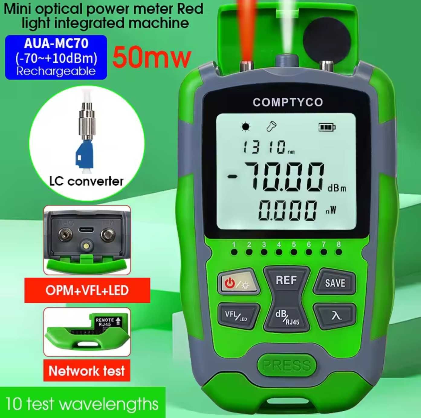 Wielofunkcyjny tester kabli światłowodowych COMPTYCO AUA-MC70 50mw