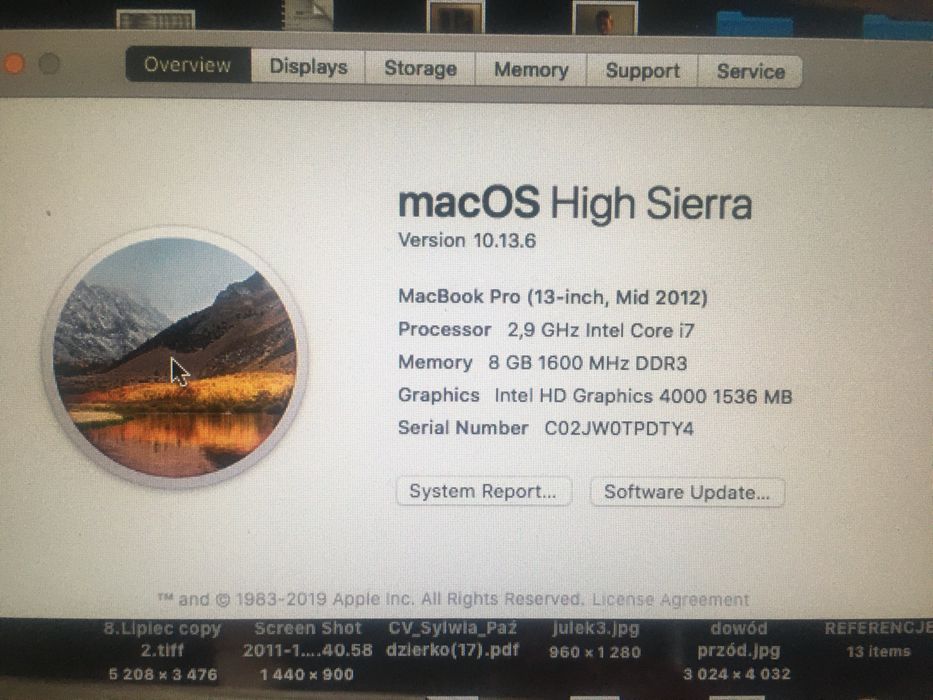 Mac book pro laptop 13,3 2008-  2012