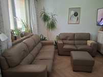 Kanapa sofa skóra naturalna 3, 2 i puf