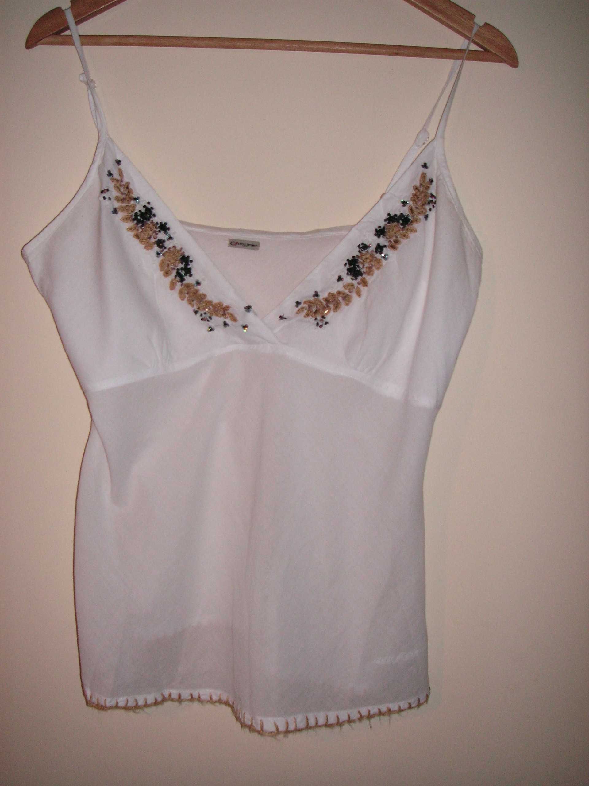 Top Branco City Jeans, Túnica / Vestido / T Shirt Rebeca