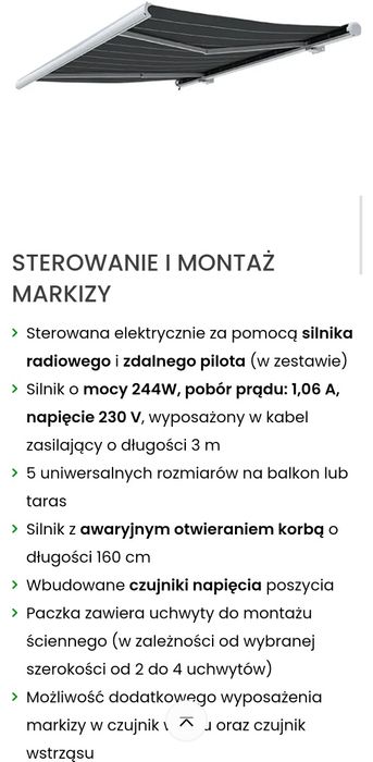 Całoroczna Markiza elektryczna Paramondo (również boczna)