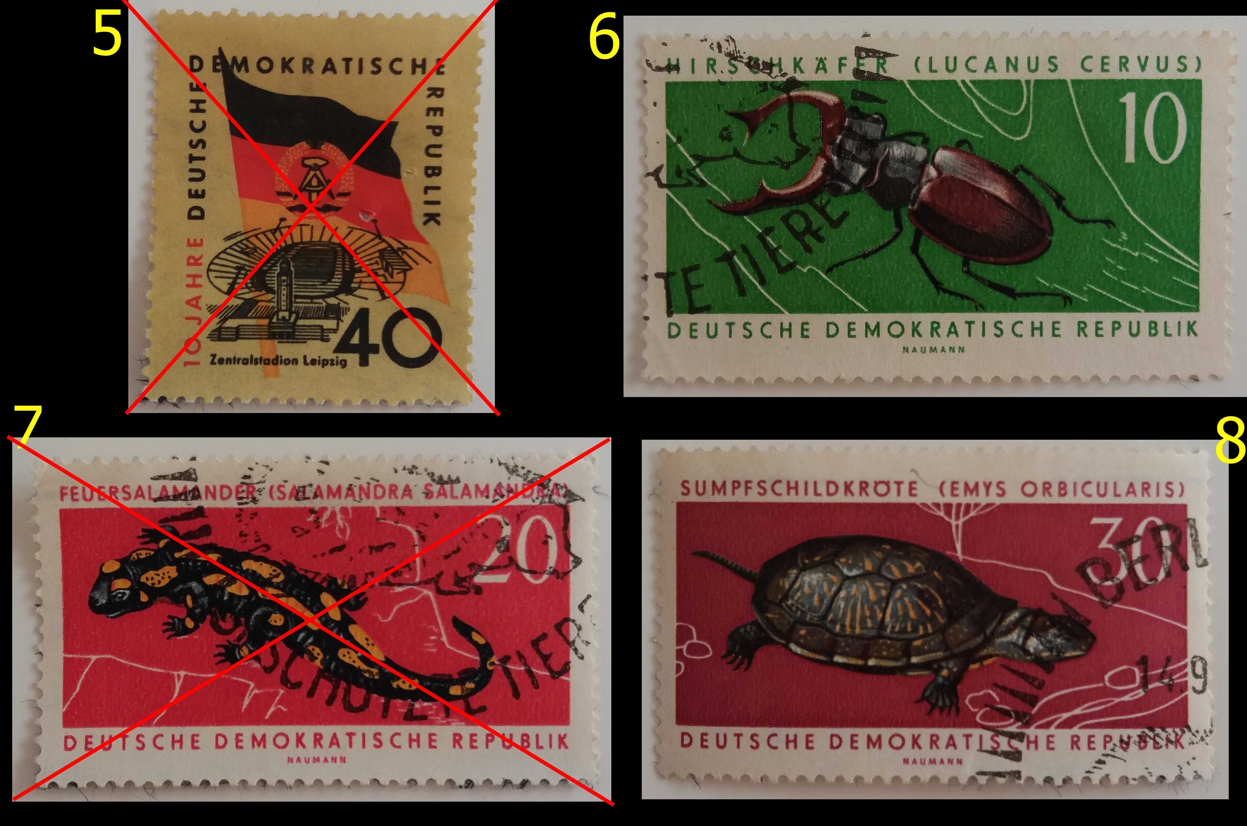 Znaczki pocztowe, NRD 1957-65, 20 sztuk