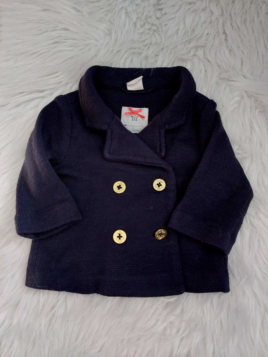 Kardigan sweter hm h&m 68 74 80 granatowy dresowa marynarka chrzest