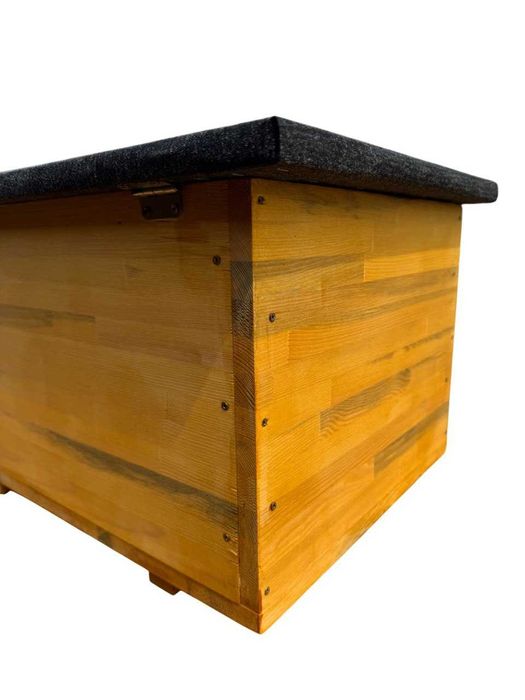 Дерев'яна будка для собаки з відкривним дахом жовта