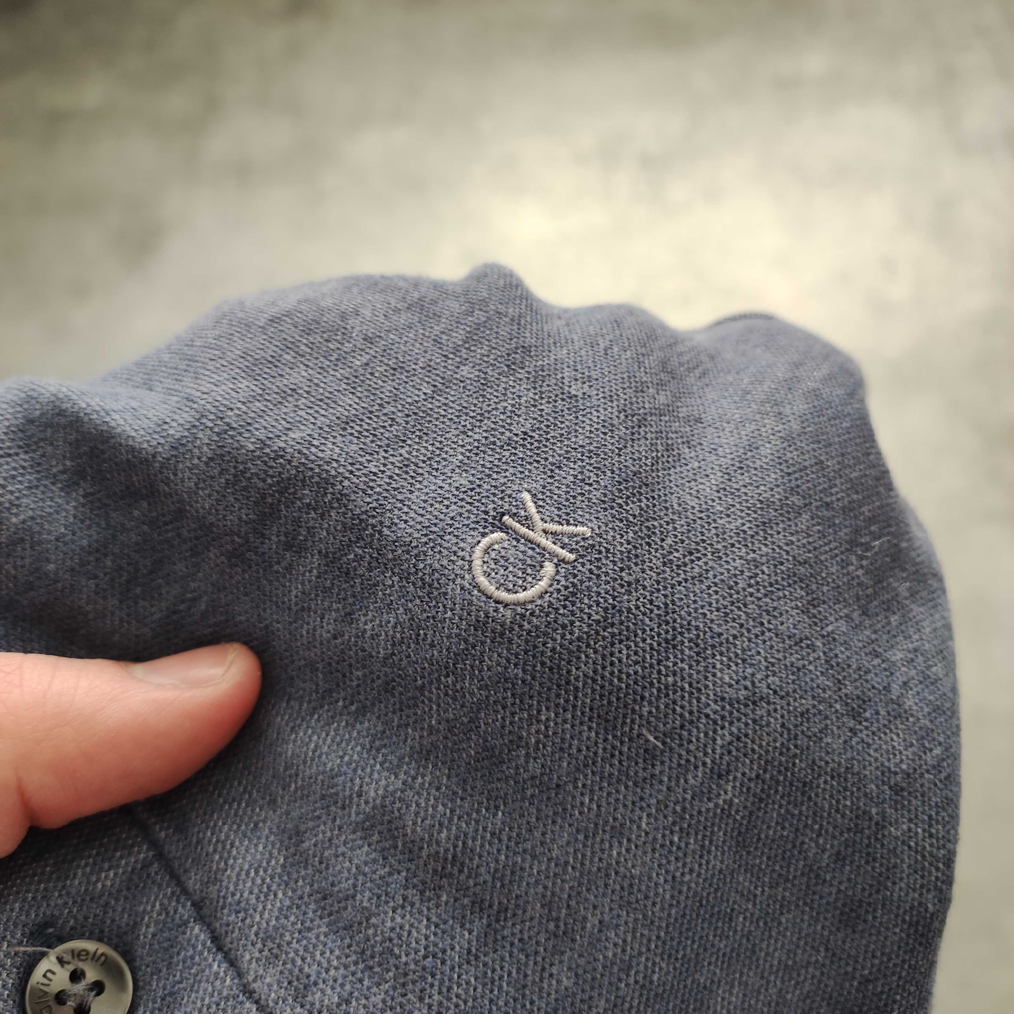 MĘSKA Granatowa Koszulka Polo Elegancka Calvin Klein CK Bawełna Lekka