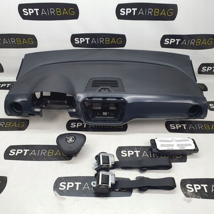 SKODA CITIGO DESKA ROZDZIELCZA KONSOLA KOKPIT PULPIT PODUSZKI AIRBAG AIR BAG PASY KIT SET