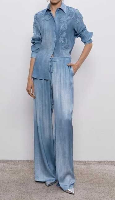 Ralph Lauren- брюки палаццо из шармеза, шелка XXL