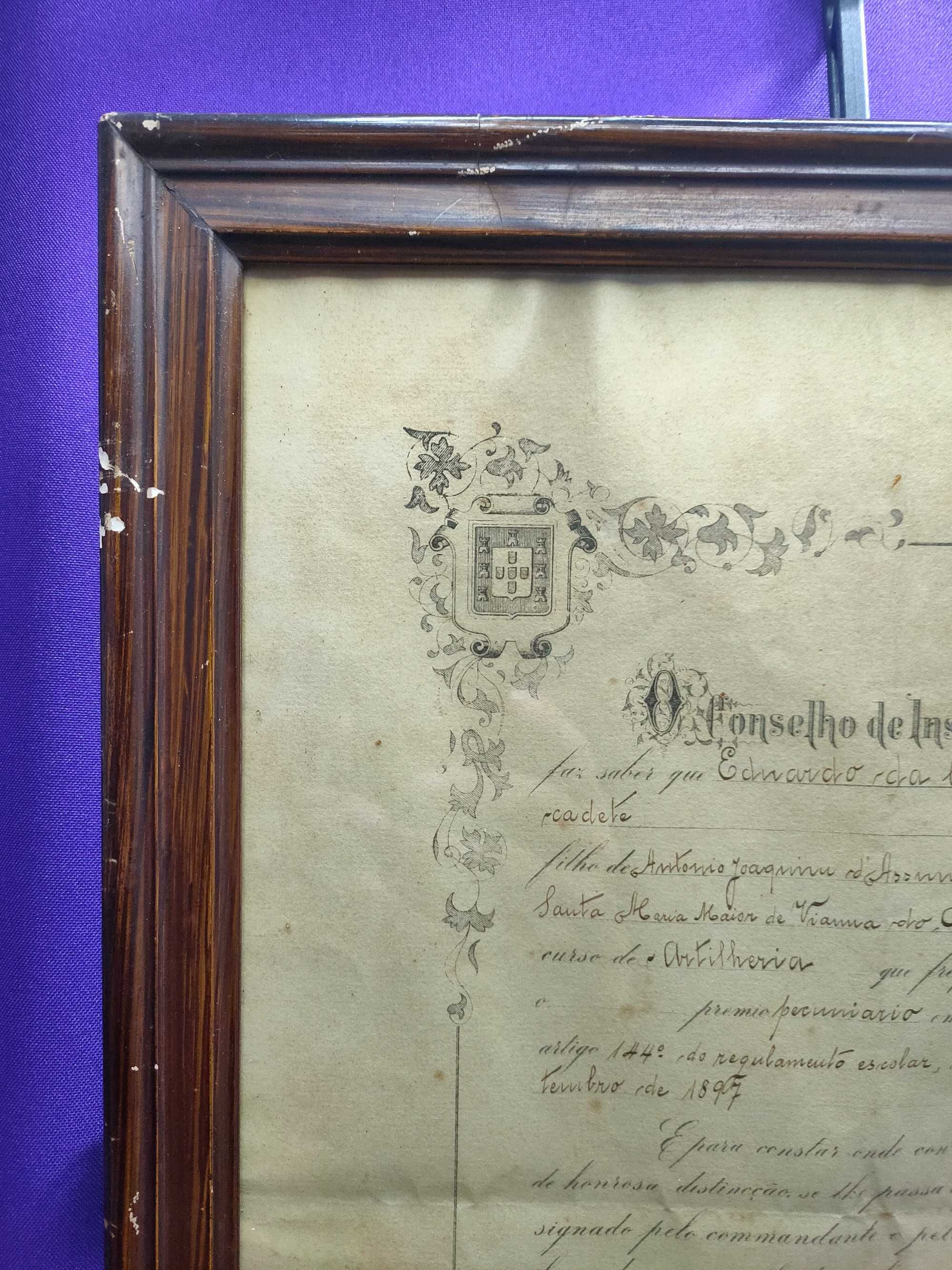Item de colecionismo militar, Certificado de Sargento Cadete, 1910