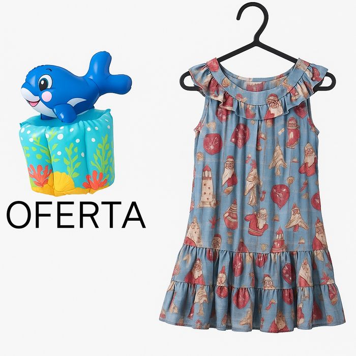 Vestido infantil Mayoral azul estampado (7 anos / 122 cm)