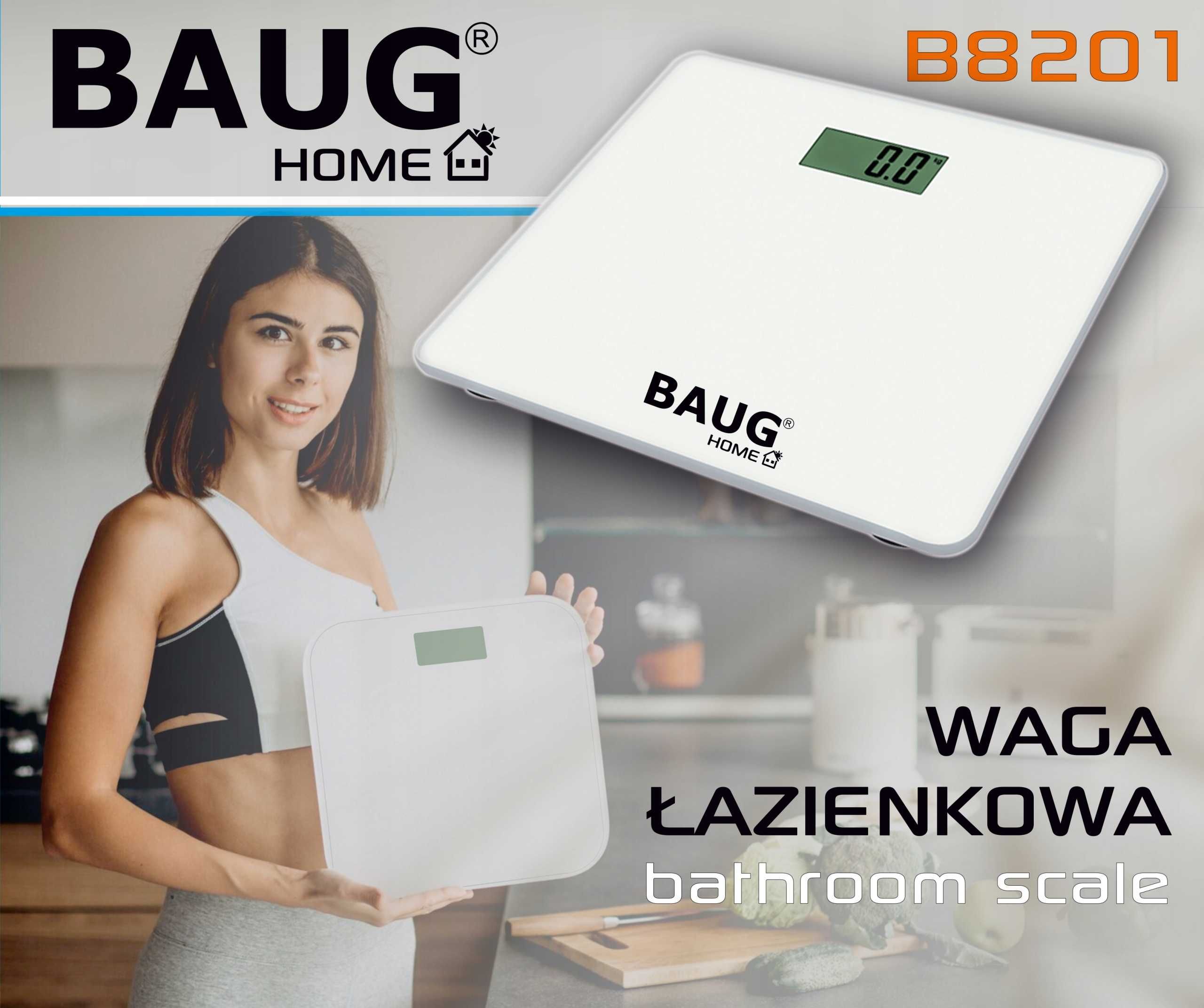 WAGA ELEKTRONICZNA SZKLANA Łazienkowa 180kg Precyzja Biała Do Łazienki