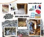 Ocieplenie, wełna mineralna celulozowa drzewna Wdmuchiwana, natryskowa