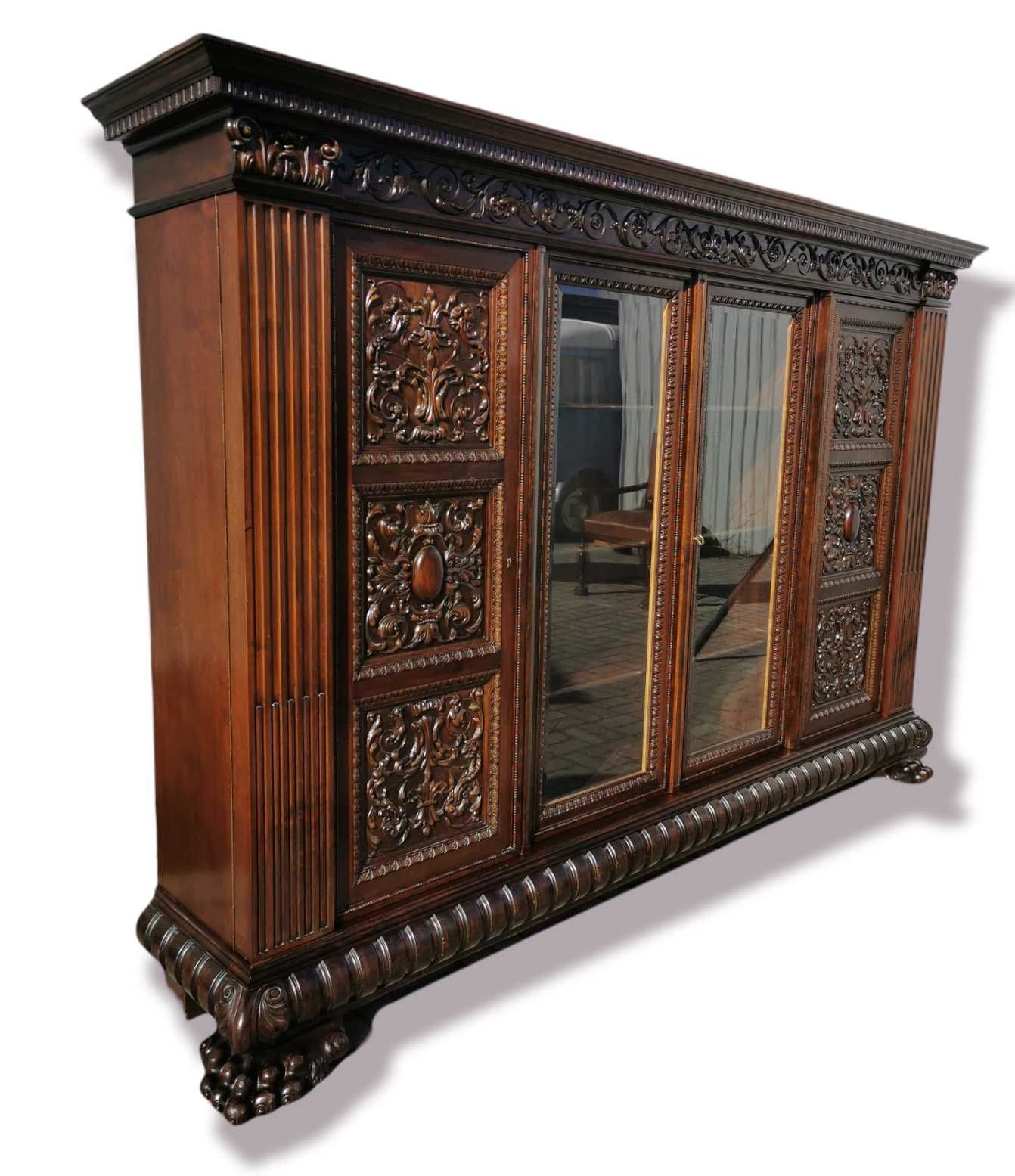 Wyjątkowy monumentalny neorenesansowy komplet gabinetowy z 1920 roku