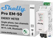 Shelly Pro EM 50A, Medidor de energia Wi-Fi e Bluetooth, LAN