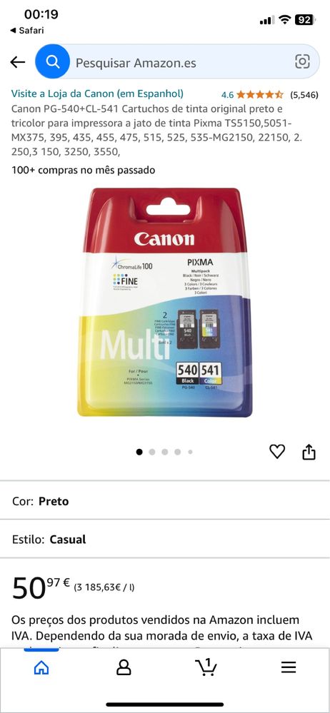 Impressora Canon + Tinteiro Original