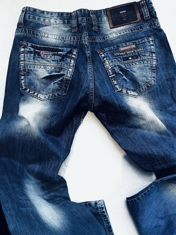 Spodnie jeansowe meskie John Richmond przetarcia