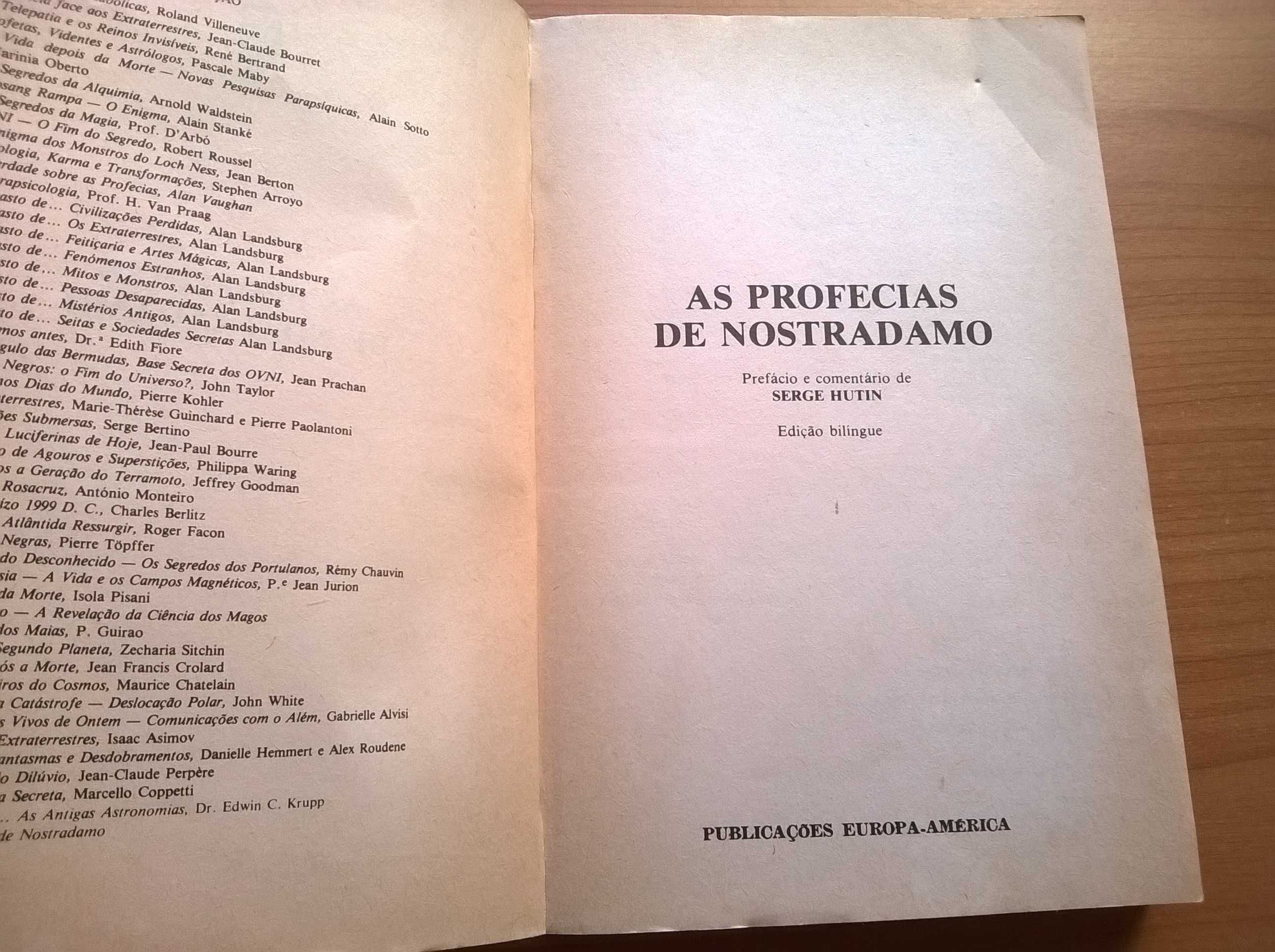 As Profecias de Nostradamus - Serge Hutin (portes grátis)