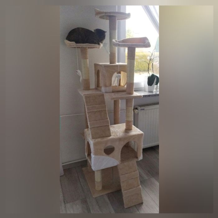 Drapak dla kota XXL beżowy elegancki ekskluzywny wytrzymały stabilny